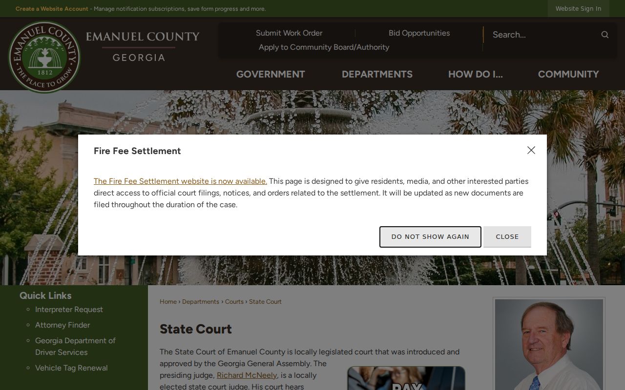 Emanuel County State Court official information page