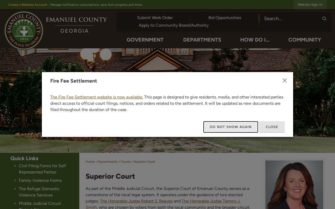 Emanuel County Superior Court information and public access source