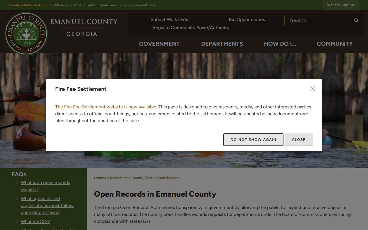 Emanuel County criminal records open records guidance