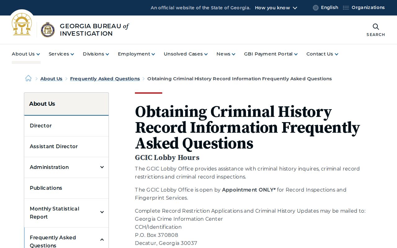 Emanuel County criminal history GBI record information FAQ