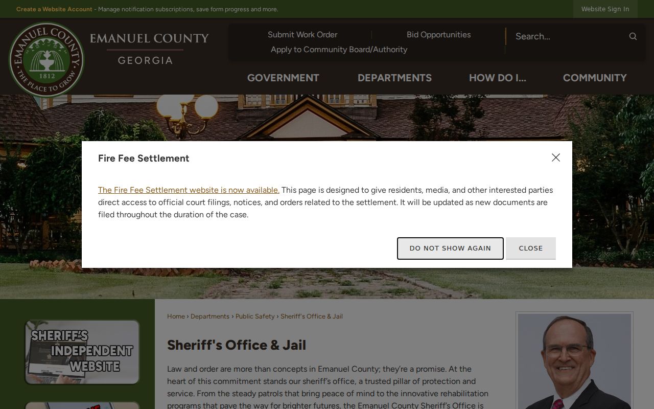 Emanuel County Sheriff's Office and jail information page