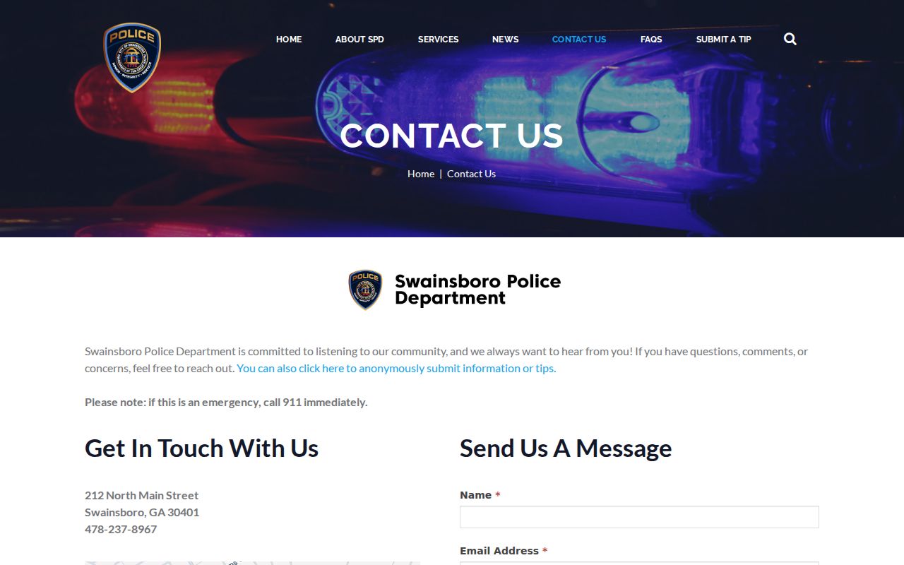 Emanuel County Swainsboro criminal records police contact page